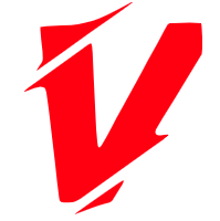 A red v is shown on the black background.