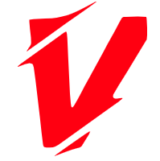 A red v is shown on the black background.